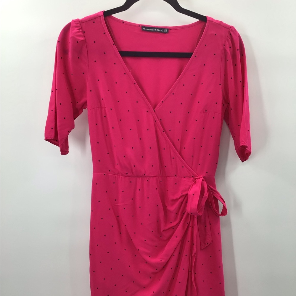 Abercrombie & Fitch Polka Dot Faux Wrap Dress